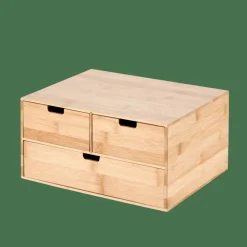 CASA BAMBOO Armoire De Rangement 3 Tiroirs Naturel