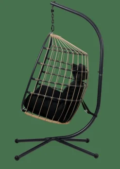 CASA BAZAI Chaise Suspendue Avec Support Noir