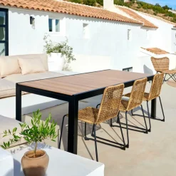 CASA ETHAN Table Extensible Noir, Naturel