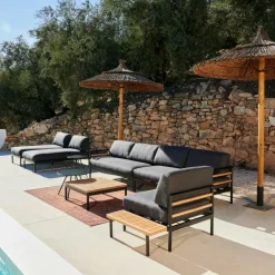 CASA HANNA Chaise Longue Teck Noir
