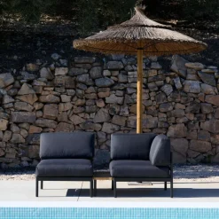 CASA HANNA Lounge Teck Fauteuil Noir