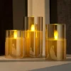 CASA ION Bougies LED Set De 3 Ambre
