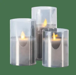 CASA ION Bougies LED Set De 3 Gris