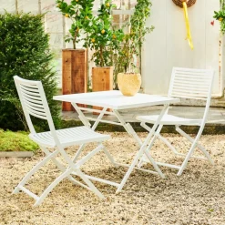 CASA JESSE Ensemble Bistrot Rectangulaire Blanc