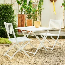 CASA JESSE Ensemble Bistrot Rectangulaire Blanc