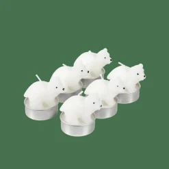 CASA POLA 6 Bougies Chauffe-plat Ours Blanc Blanc