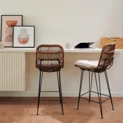 CASA SUMATRA Tabouret De Bar Noir, Naturel