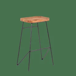 CASA TEAK Tabouret De Bar Noir, Naturel